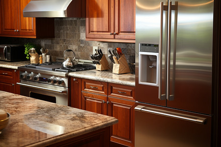 豪华的木质厨房装潢图片