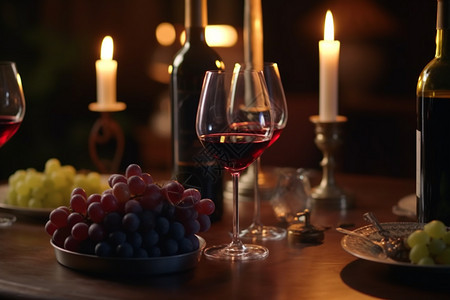 葡萄酿造的红酒图片