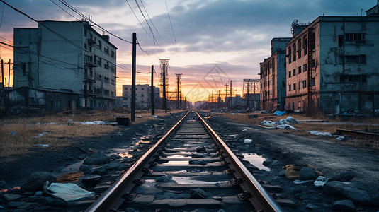空旷的城市铁路图片