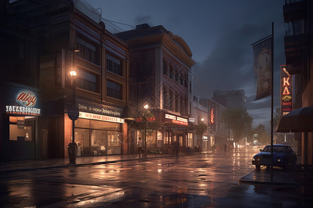 雨后昏暗的城市街道图片