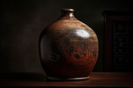 花纹独特的古代酒罐图片