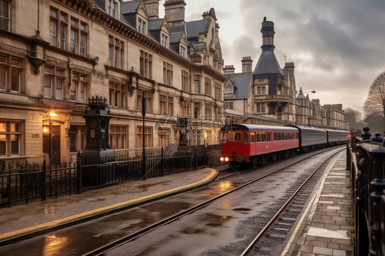 欧洲城市中穿梭的小火车图片