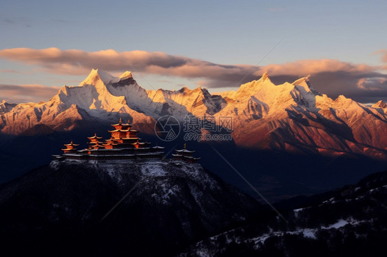 壮观的梅里雪山飞来寺景观图片