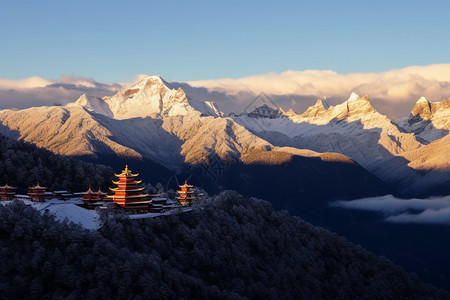 美丽的雪山景观图片