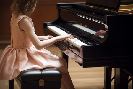 弹钢琴的小女孩背景图片