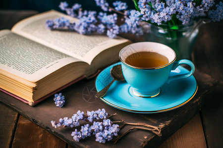 春天早上看书喝咖啡的早上背景