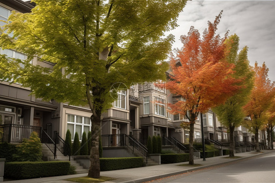 秋季豪华的别墅区建筑图片