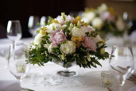 婚礼餐桌花卉装饰图片