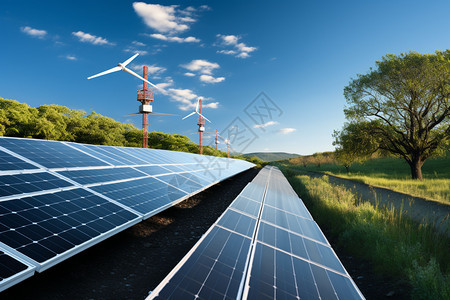 田地的太阳能电池板图片