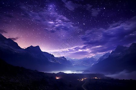 夜夏山顶星空景色图片