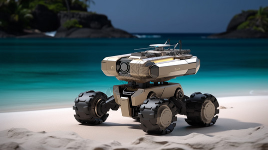 沙滩上的智能机器人图片