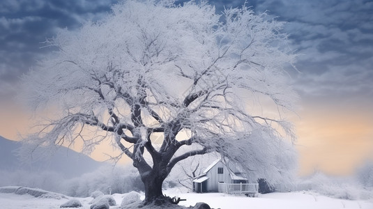 冰雪覆盖的树木图片