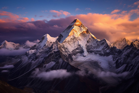 宏伟的雪山景象背景图片