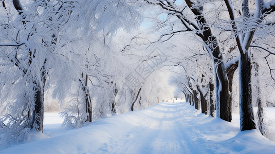 被冰雪覆盖的道路图片