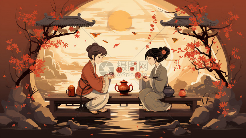 对话的卡通人物插画图片下载-正版图片600336639-摄图网