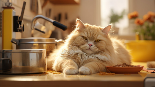 厨房可爱的猫咪图片