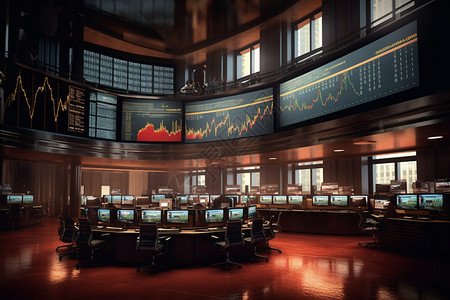 大厅的股票屏幕图片
