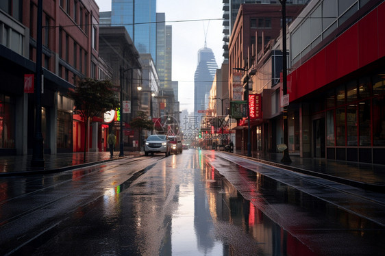 暴雨后城市街头图片