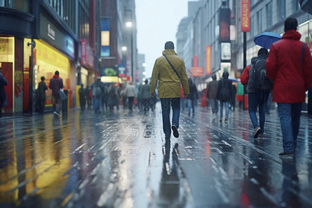 雨后繁忙的人群图片