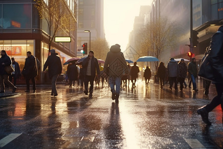 雨后繁忙的街道图片