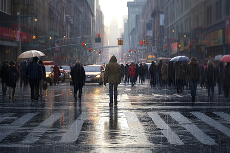 暴雨后的街头路面图片