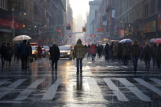 暴雨后的街头路面图片