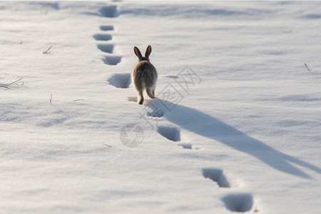 奔跑在雪中的兔子图片