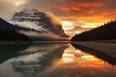 加拿大湖泊著名景点落基山脉背景