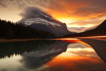 加拿大湖泊落基山脉的图背景