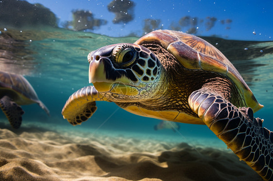 在夏威夷海里的乌龟图片