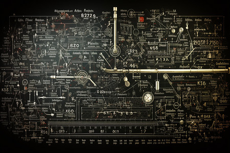 带有复杂方程式的黑板图片