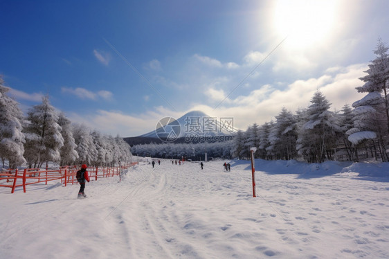 冬天滑雪场的美丽景观图片