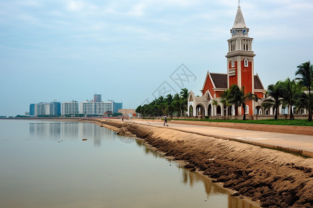 海水浴场的美丽景观背景图片