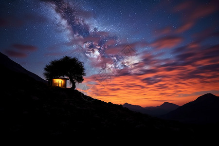 夜晚星空的美丽景观图片