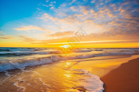 日出时沙滩的美丽景观图片