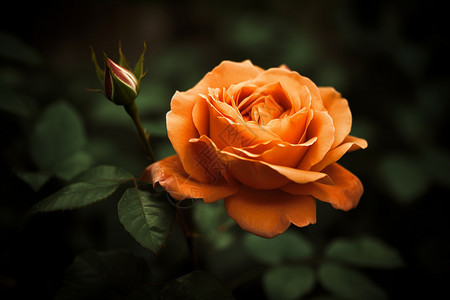 玫瑰插画美丽的橙色玫瑰背景