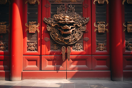 中国精美古典的红色门【建筑空间-广告传媒】背景图片
