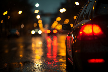 下雨街道下雨天行驶着的汽车背景