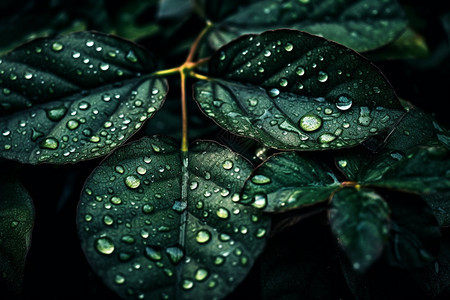 水滴和叶子的组合背景图片