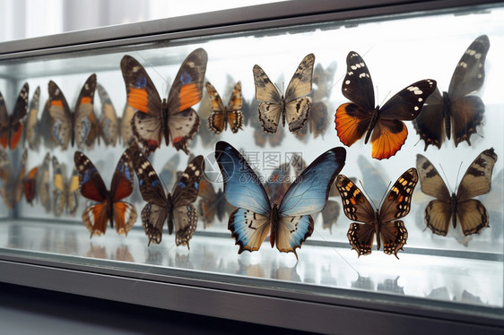 玻璃柜中的蝴蝶图片