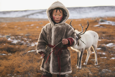 传统游牧民族的孩子图片
