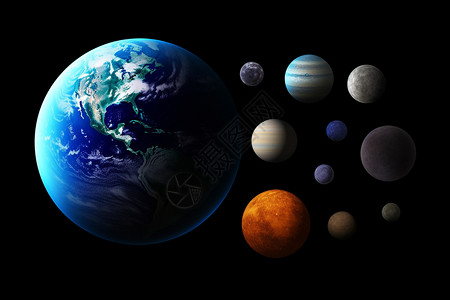 土星地球天王星冥王星背景图片