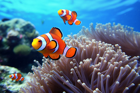 水下珊瑚小丑鱼图片