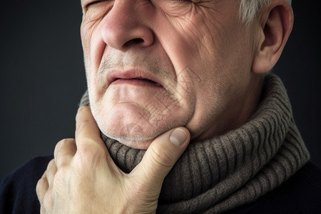喉咙疼痛的老人图片