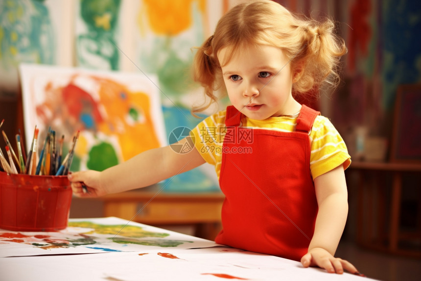 画画创作的小女孩图片