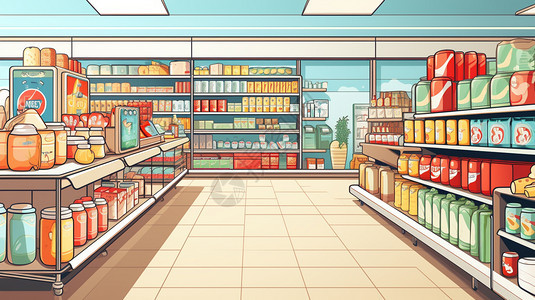 购物超市的艺术插图图片