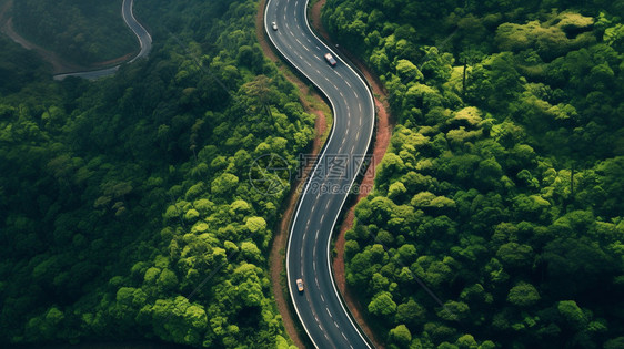 丛林中蜿蜒的道路图片