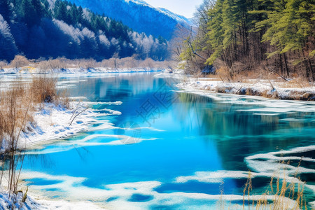 冬天冰雪风景树林图片