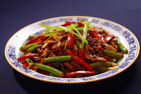 中式腌辣椒牛肉丝背景图片