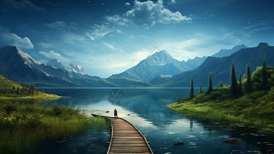 塞里木湖的景观插图高清图片